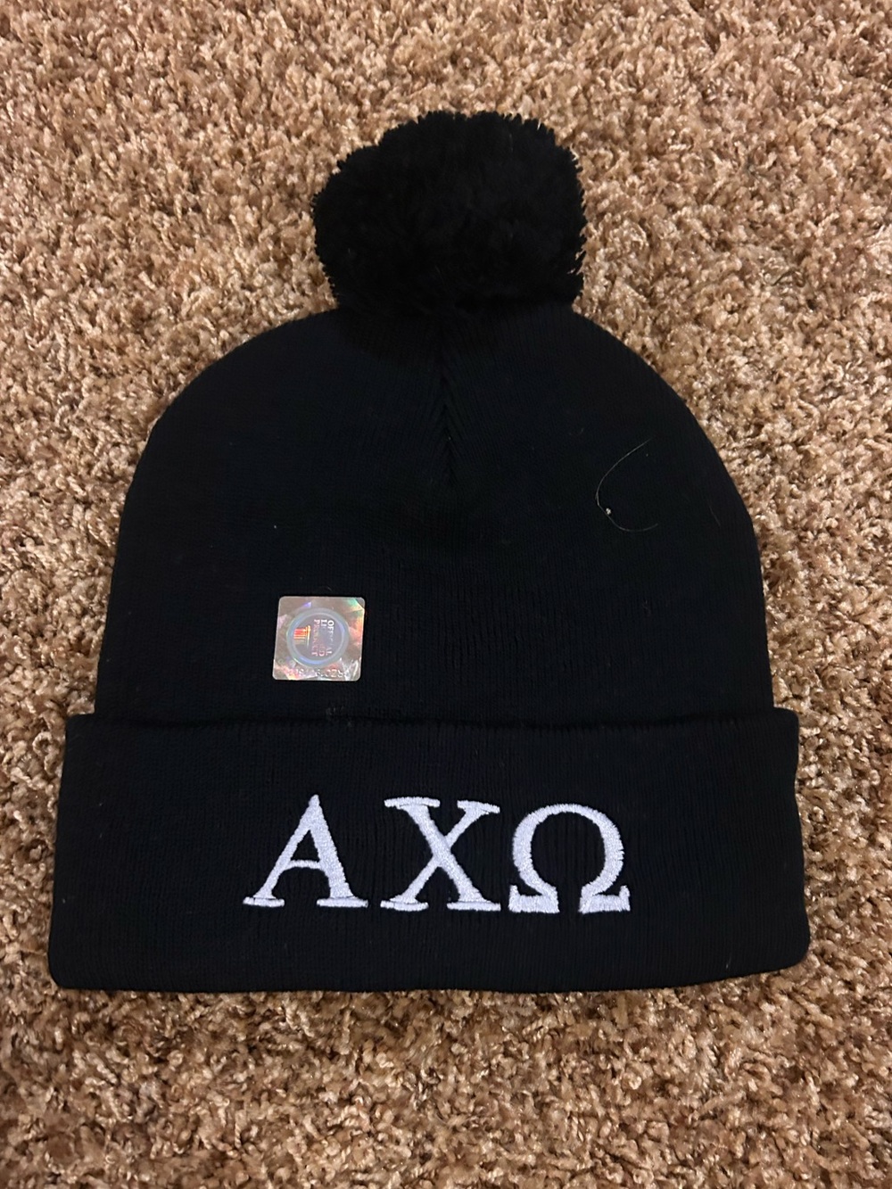 AXΩ Black Pom Beanie